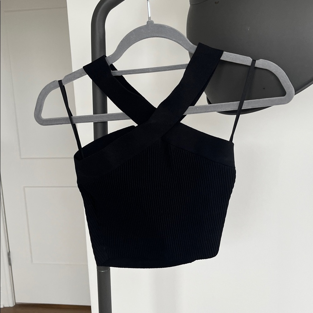 Babaton Sculpt Knit Criss Cross Cropped Tank (Size Small)
